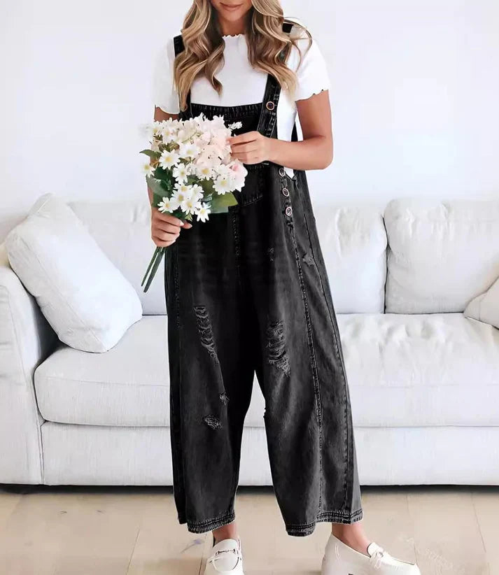 Lara™ | Distressed Style Denim Overalls
