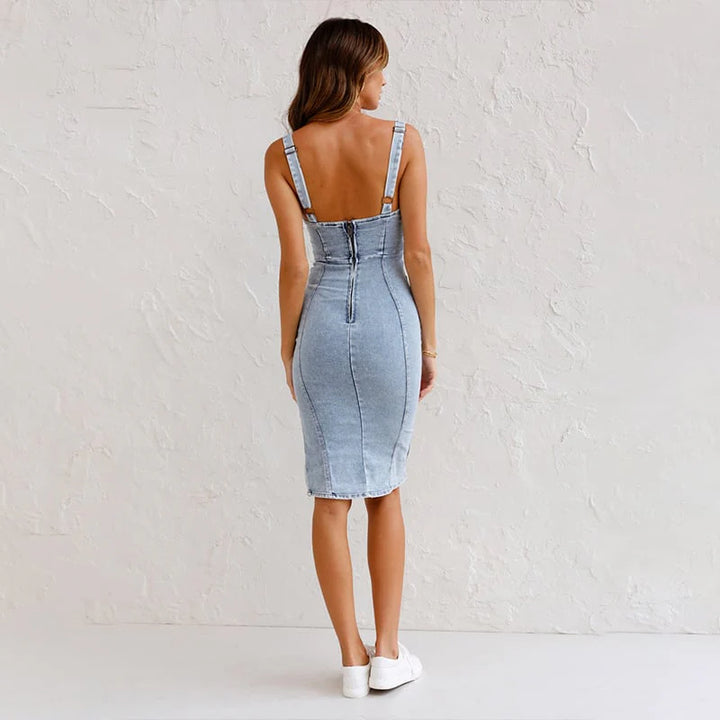 Faith™ | Fitted Denim Slit Cami Dress