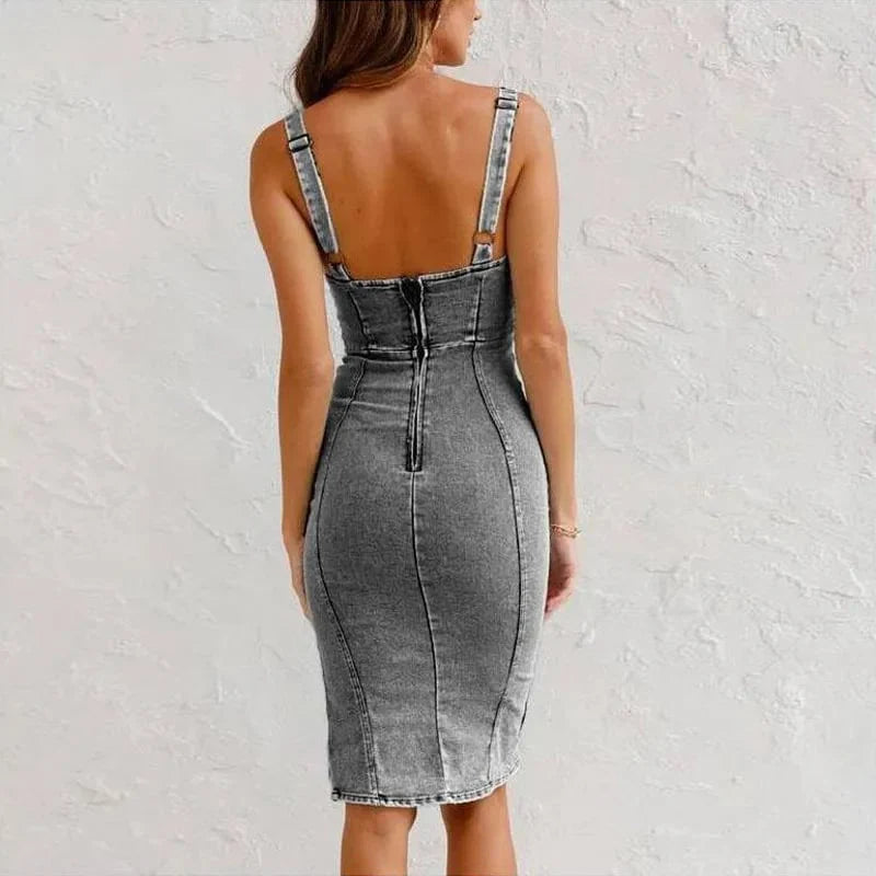 Faith™ | Fitted Denim Slit Cami Dress