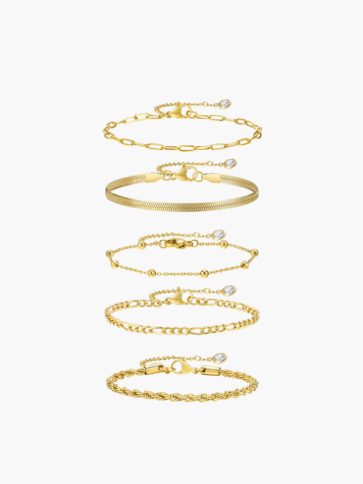 5pcs Geometric Golden Chain Bracelet