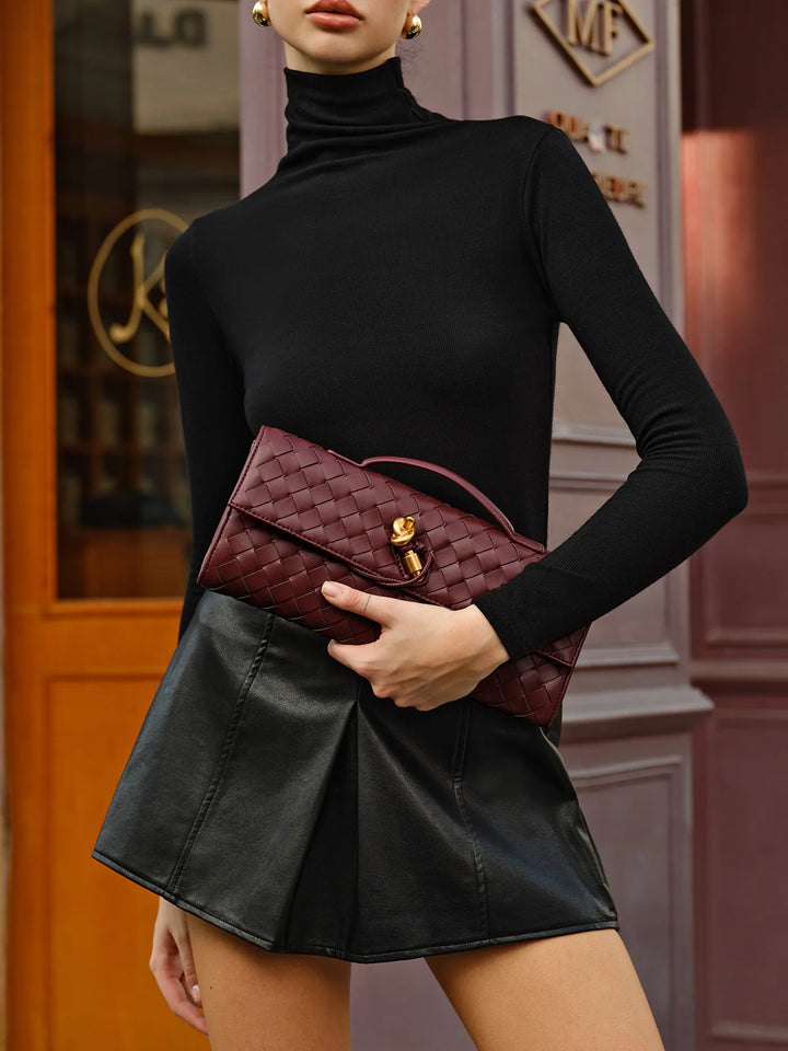 Camille™ | Two Way Woven Flap Clutch Shoulder Bag