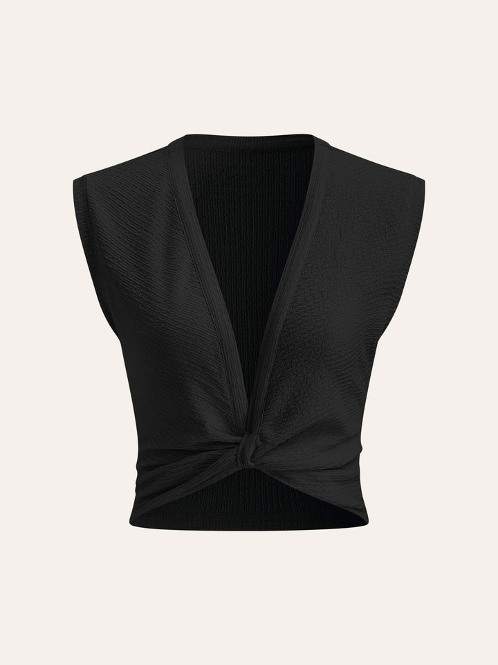 V-Neck Knot Front Sleeveless Top