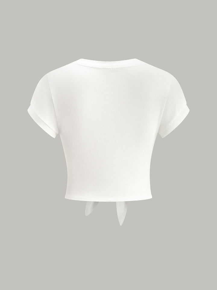 Knot Front V-Neck T-Shirt