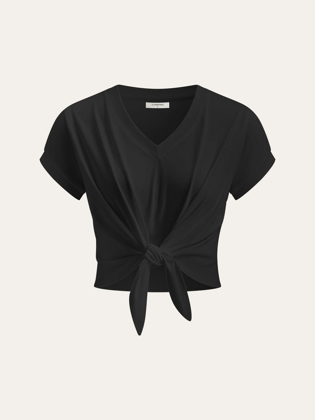 Knot Front V-Neck T-Shirt