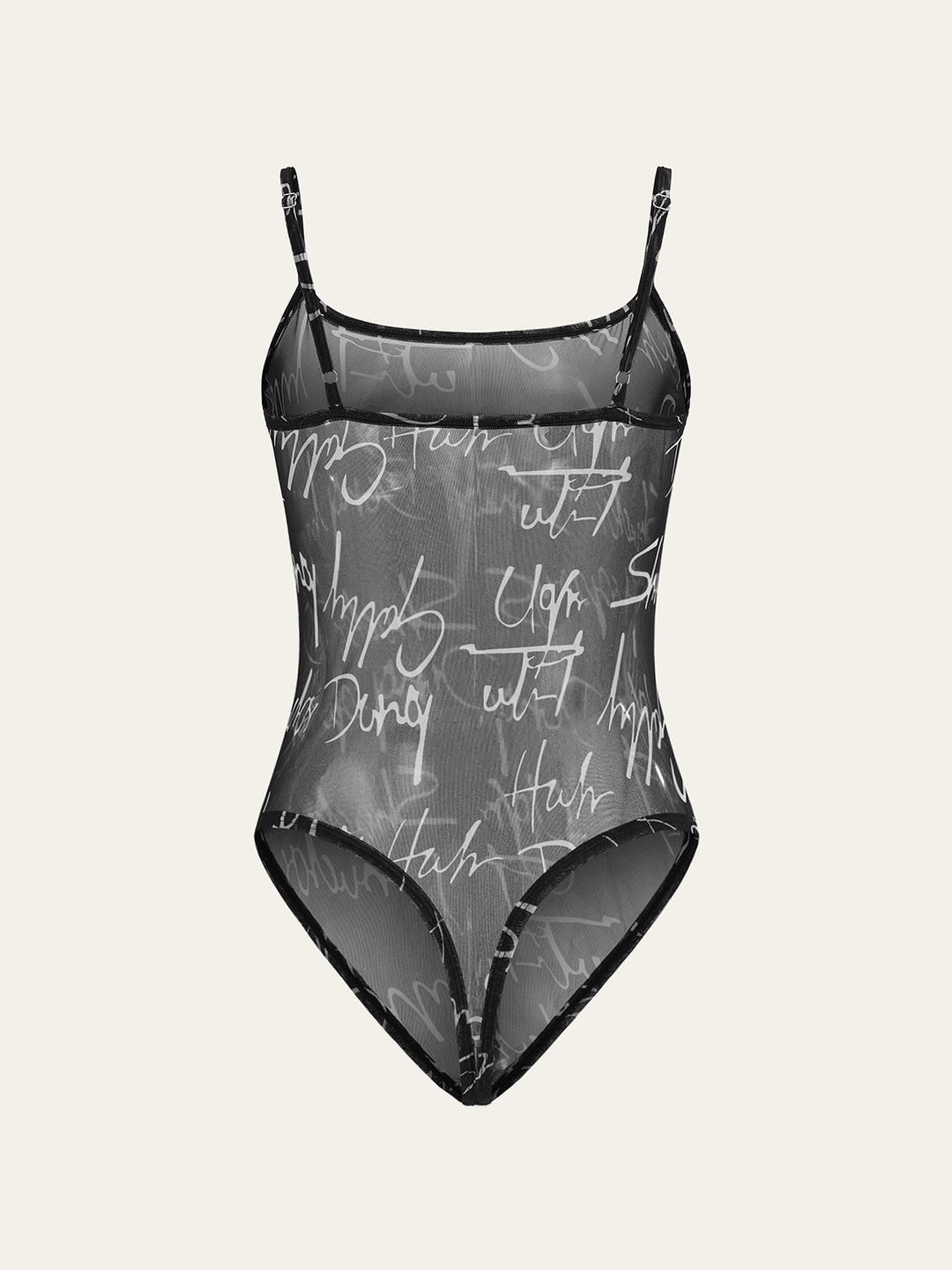 Sheer Meltaway Tank Top Scripted Bodysuit