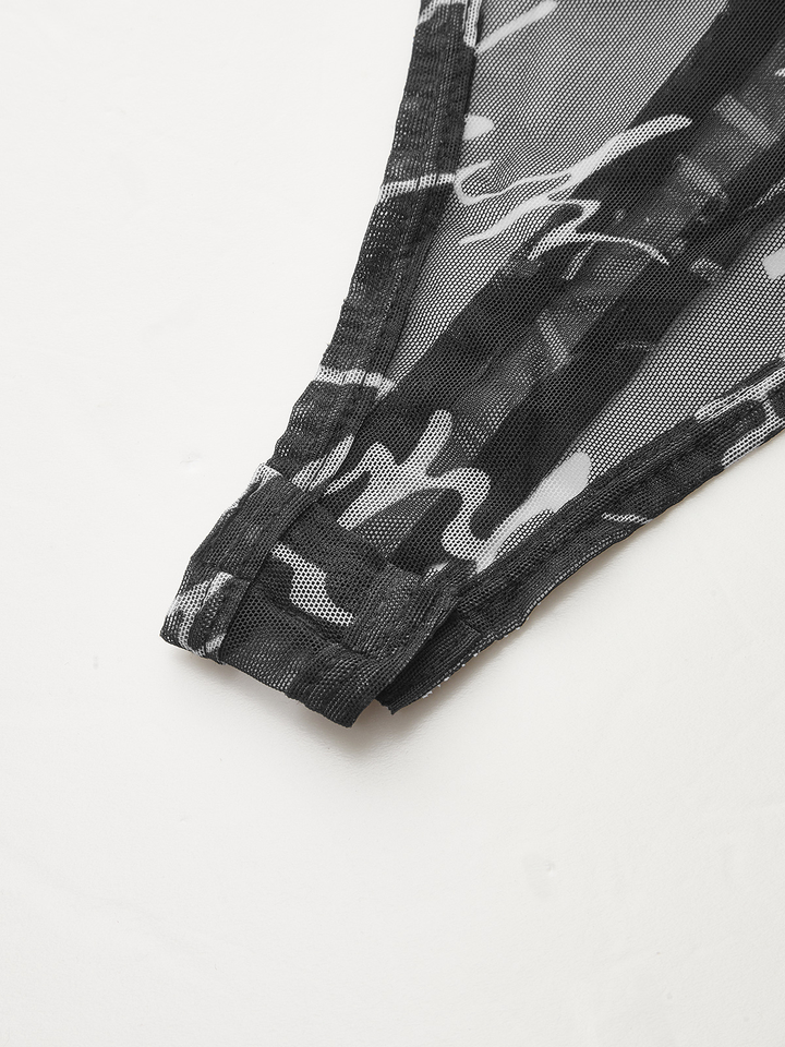 Sheer Meltaway Tank Top Scripted Bodysuit