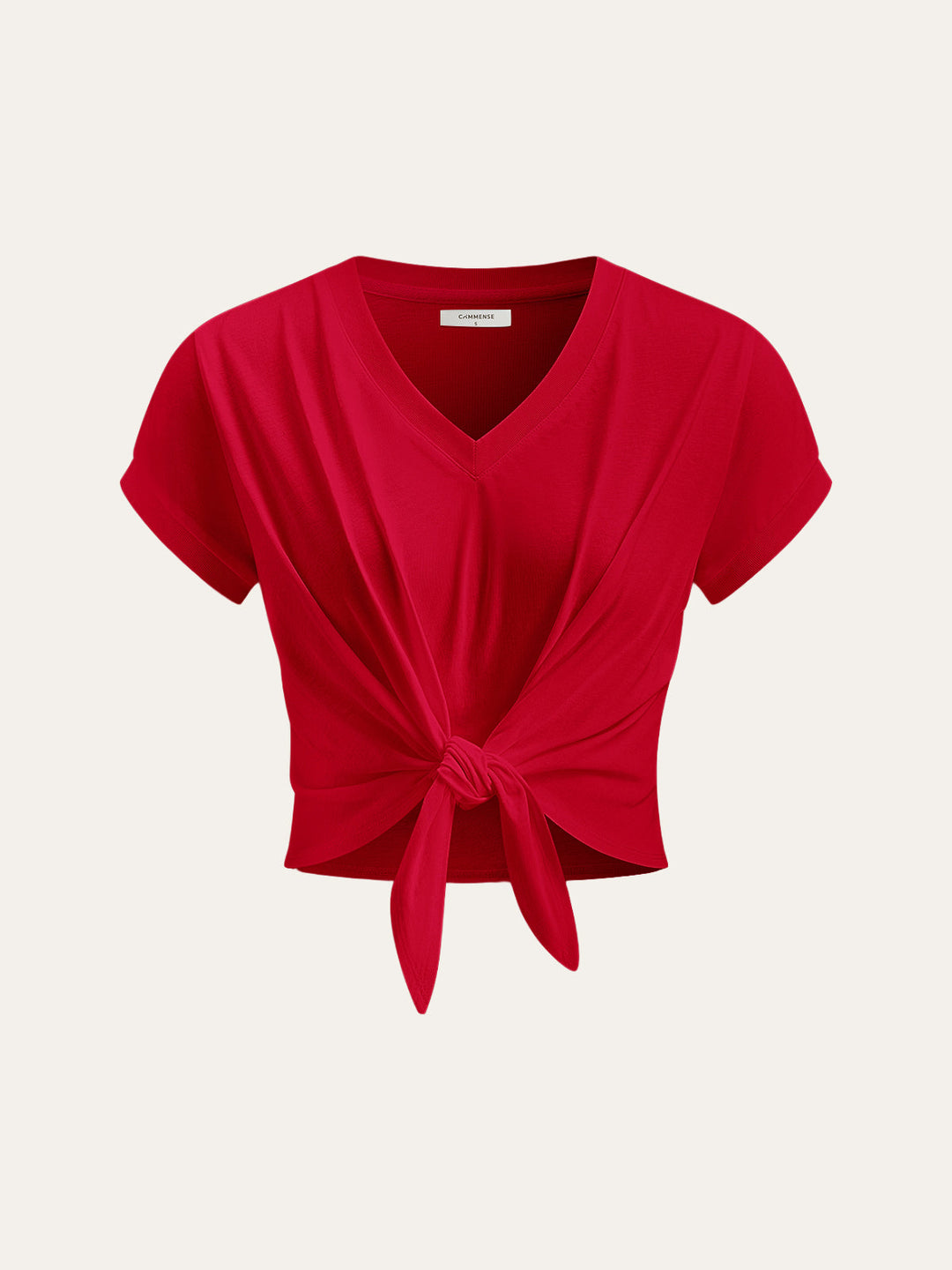 Knot Front V-Neck T-Shirt