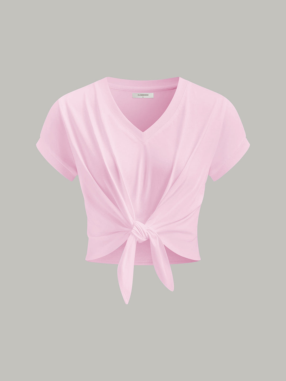 Knot Front V-Neck T-Shirt