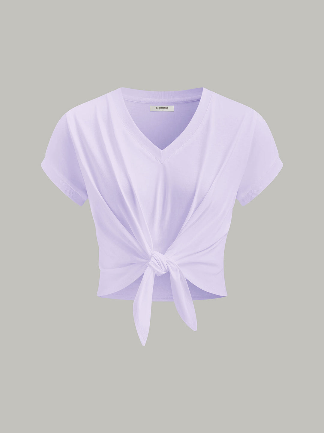 Knot Front V-Neck T-Shirt