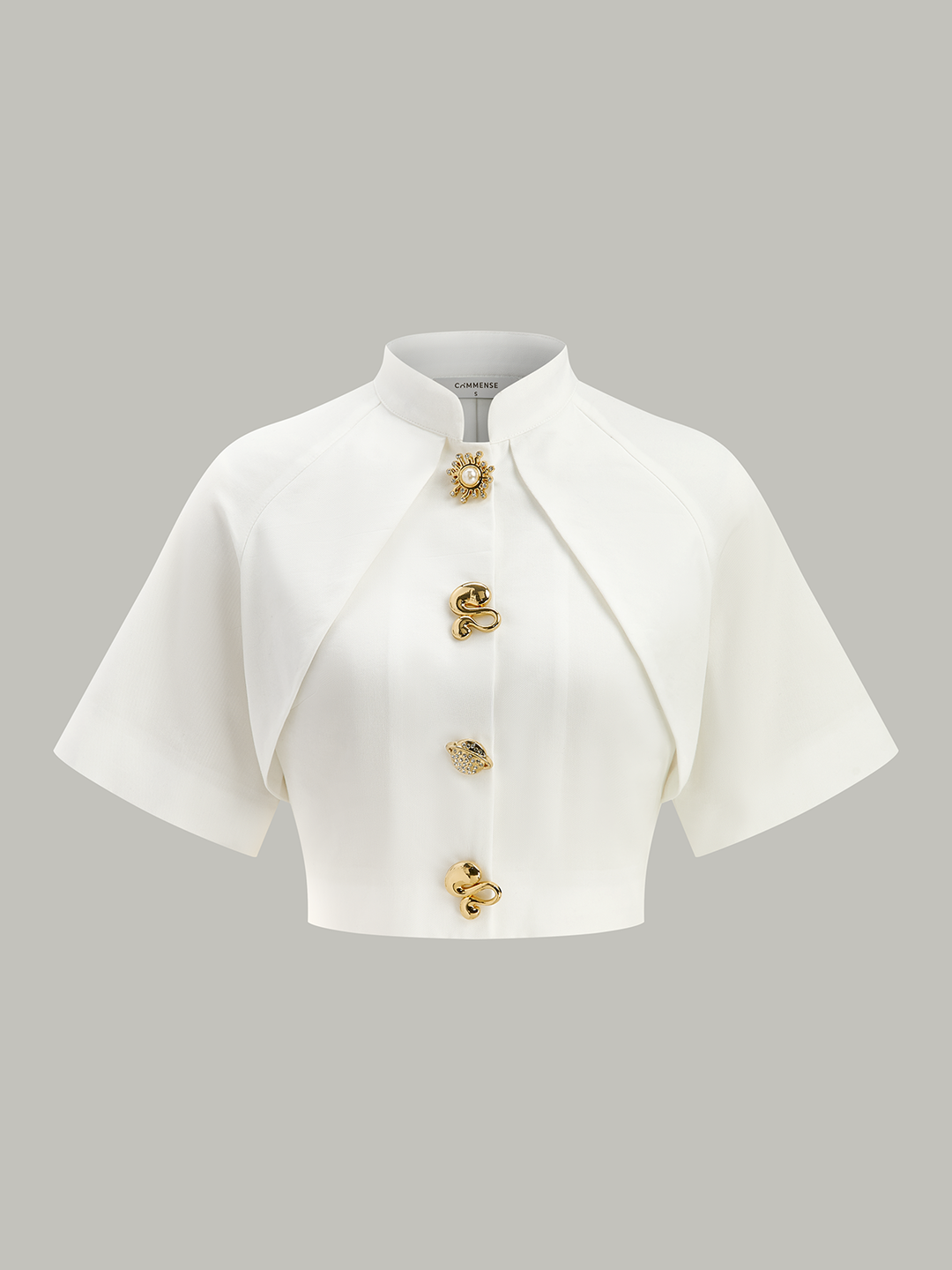 Metal Decor Cropped Blouse