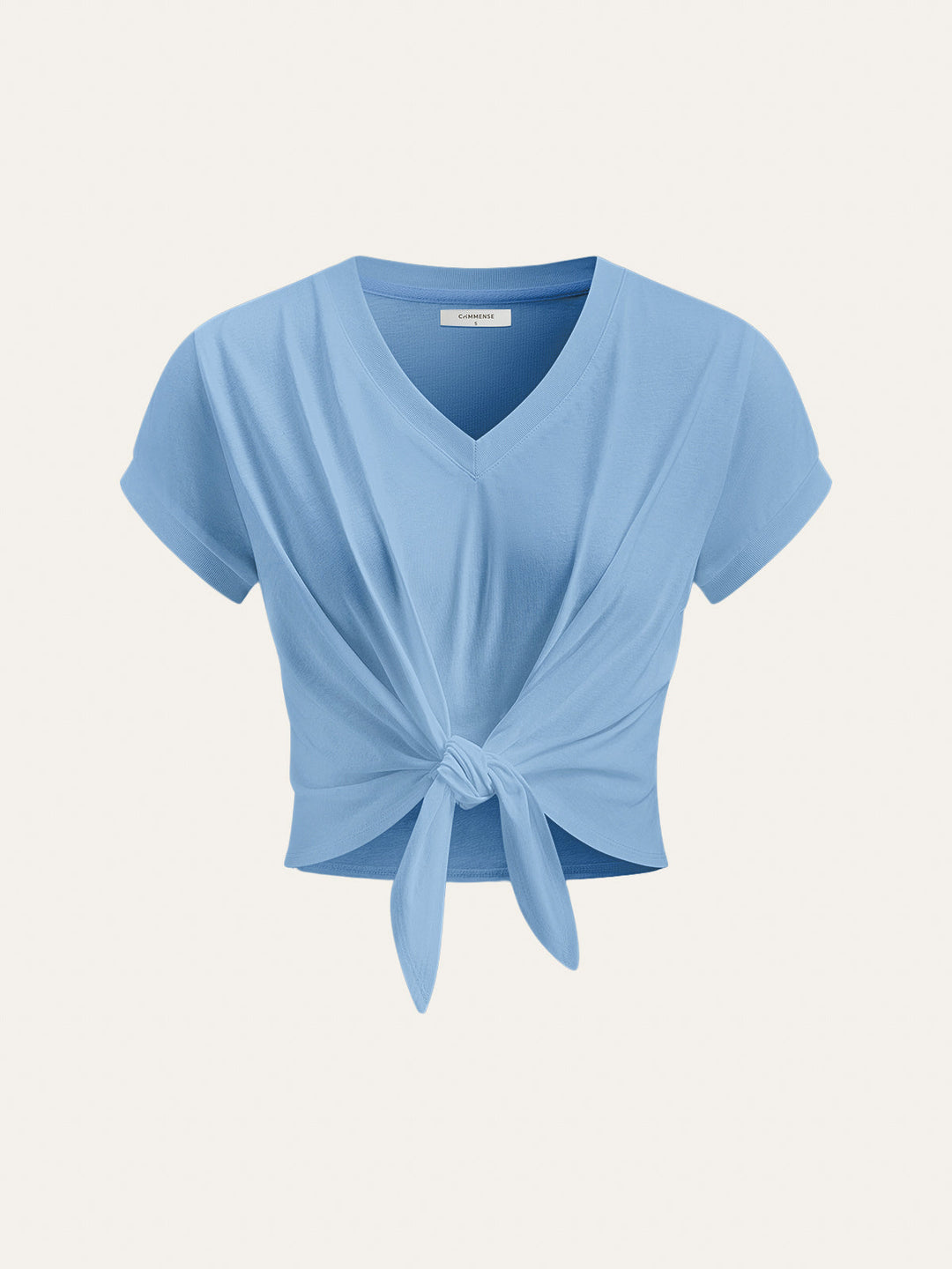 Knot Front V-Neck T-Shirt