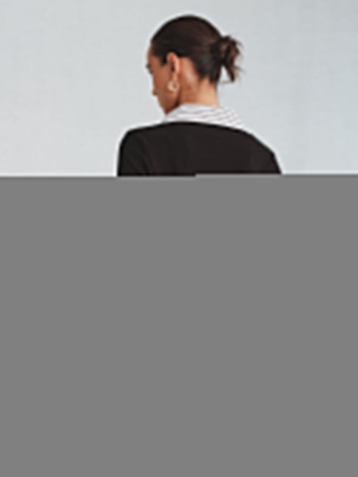 Mock Two-Piece Long-Sleeve Two Tone Polo Top