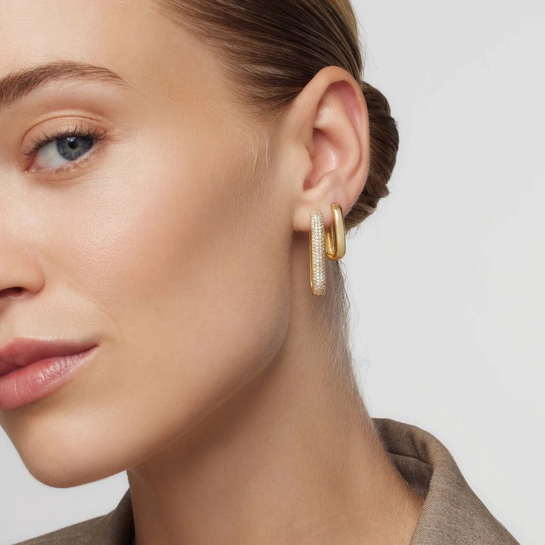 Golden Pavé Oval Hoops