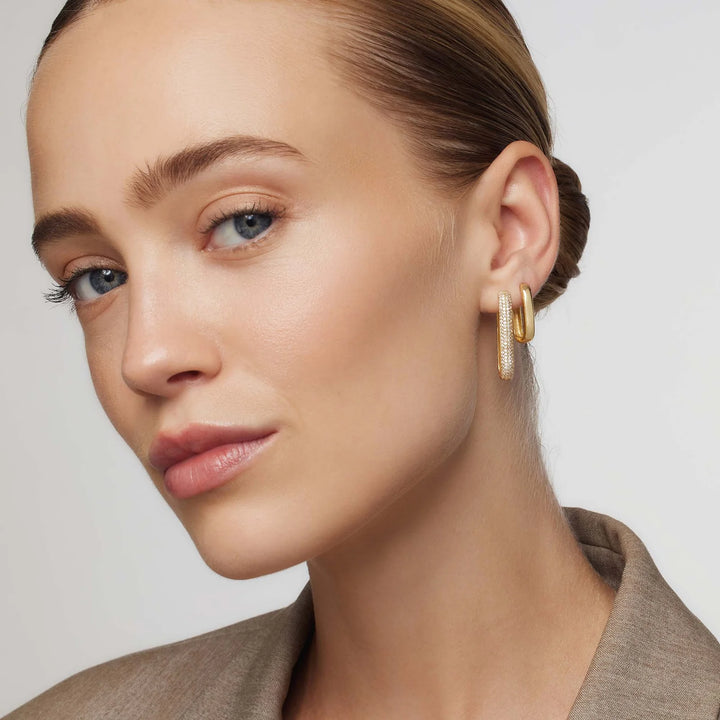 Golden Pavé Oval Hoops