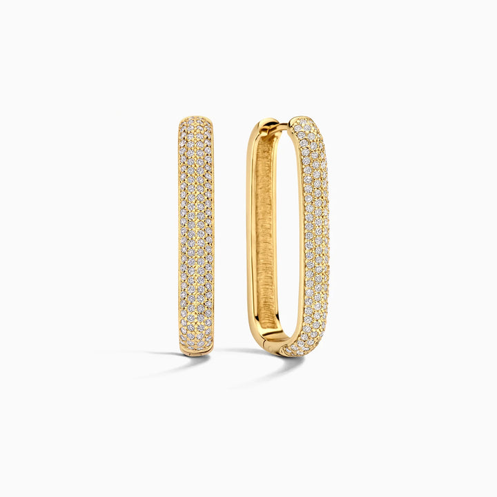 Golden Pavé Oval Hoops