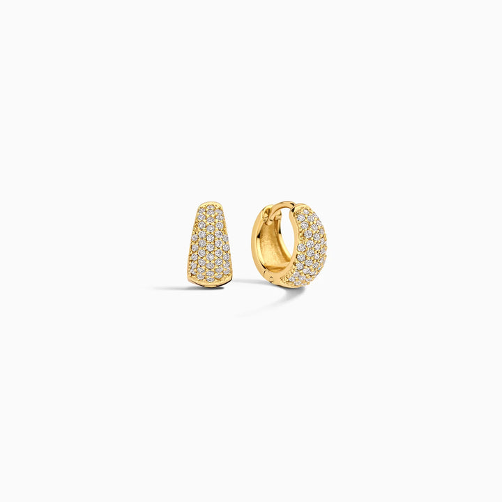 Golden Pavé Tapered Huggies