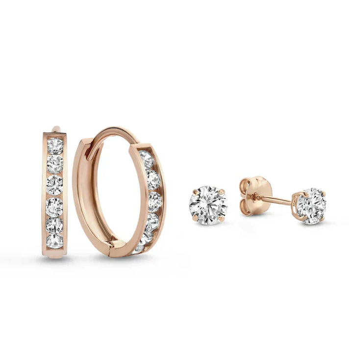 Pavé Hoop & Stud Earring Set