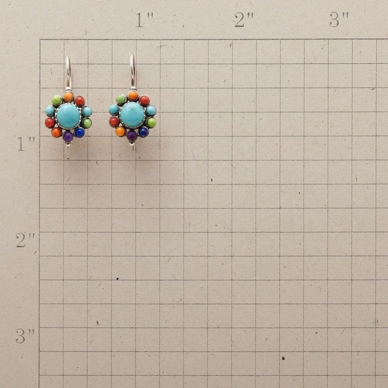 Multi-Colored Turquoise Hoop Earrings