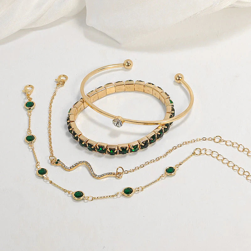 Deep Green Stackable Bracelet Set