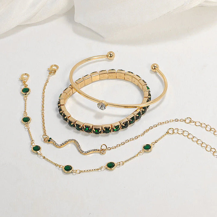 Deep Green Stackable Bracelet Set