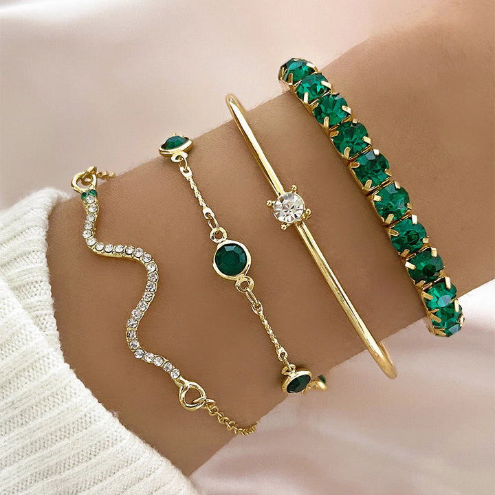 Deep Green Stackable Bracelet Set