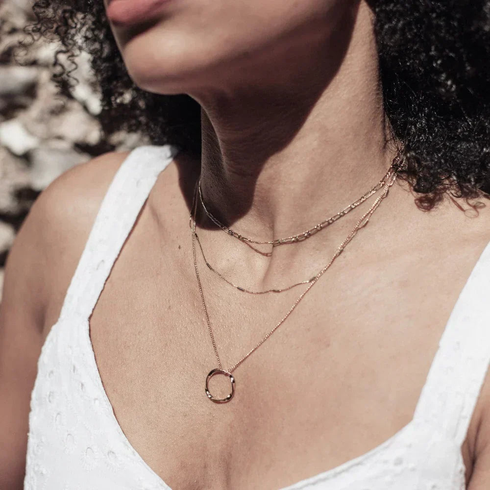 Golden Open Circle Layered Necklace