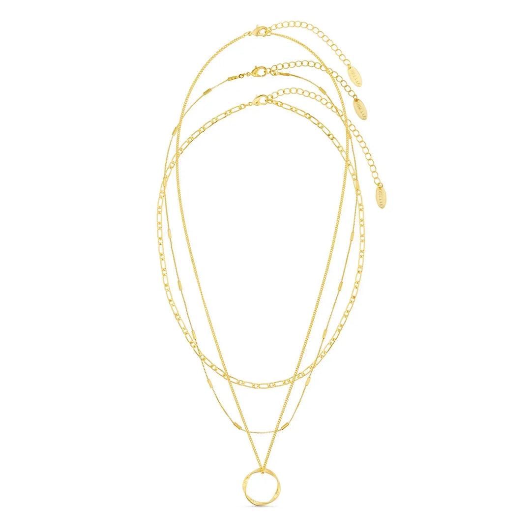 Golden Open Circle Layered Necklace