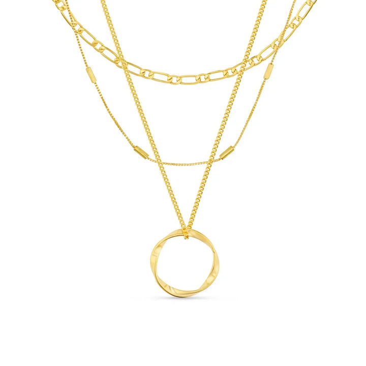 Golden Open Circle Layered Necklace