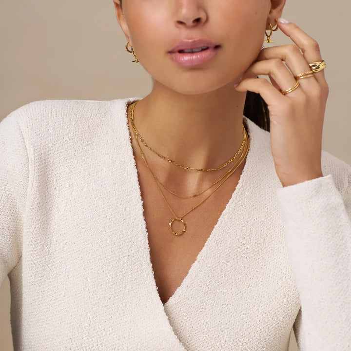 Golden Open Circle Layered Necklace
