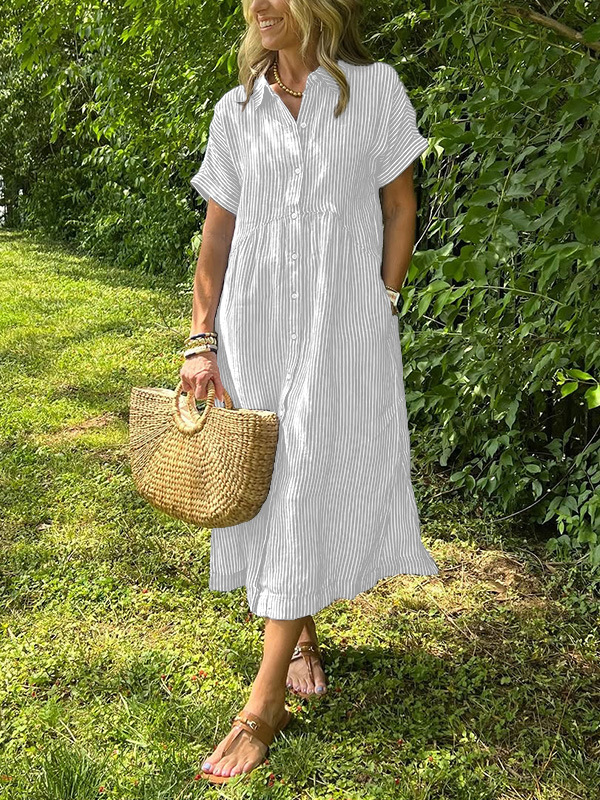 Lucille™ | Relaxed Striped Shirt Dress