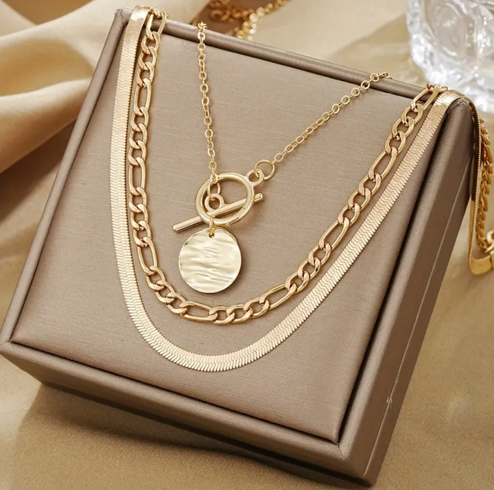 Golden Horizon Layered Necklace Set