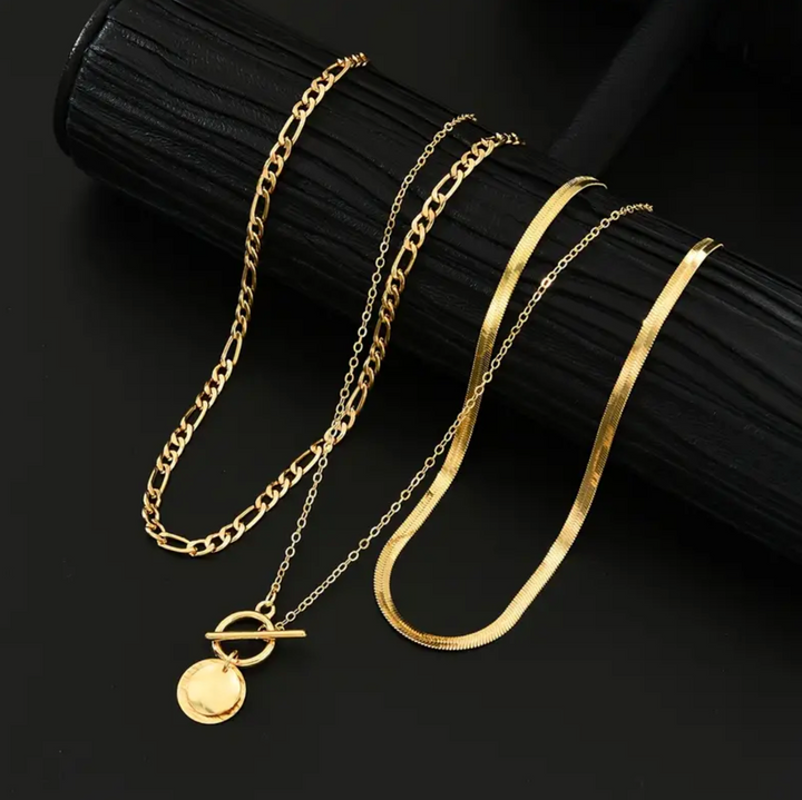 Golden Horizon Layered Necklace Set