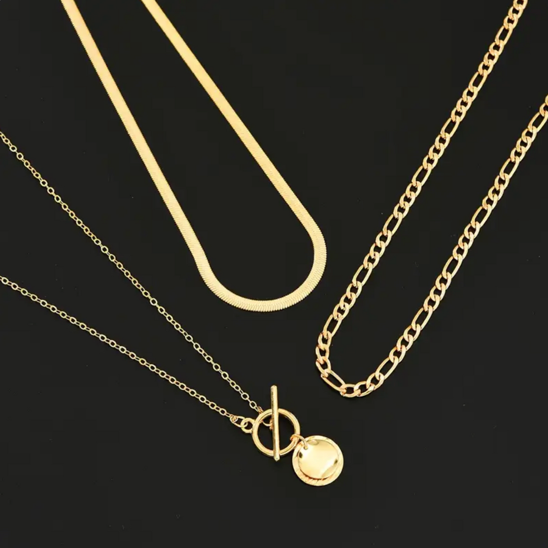 Golden Horizon Layered Necklace Set