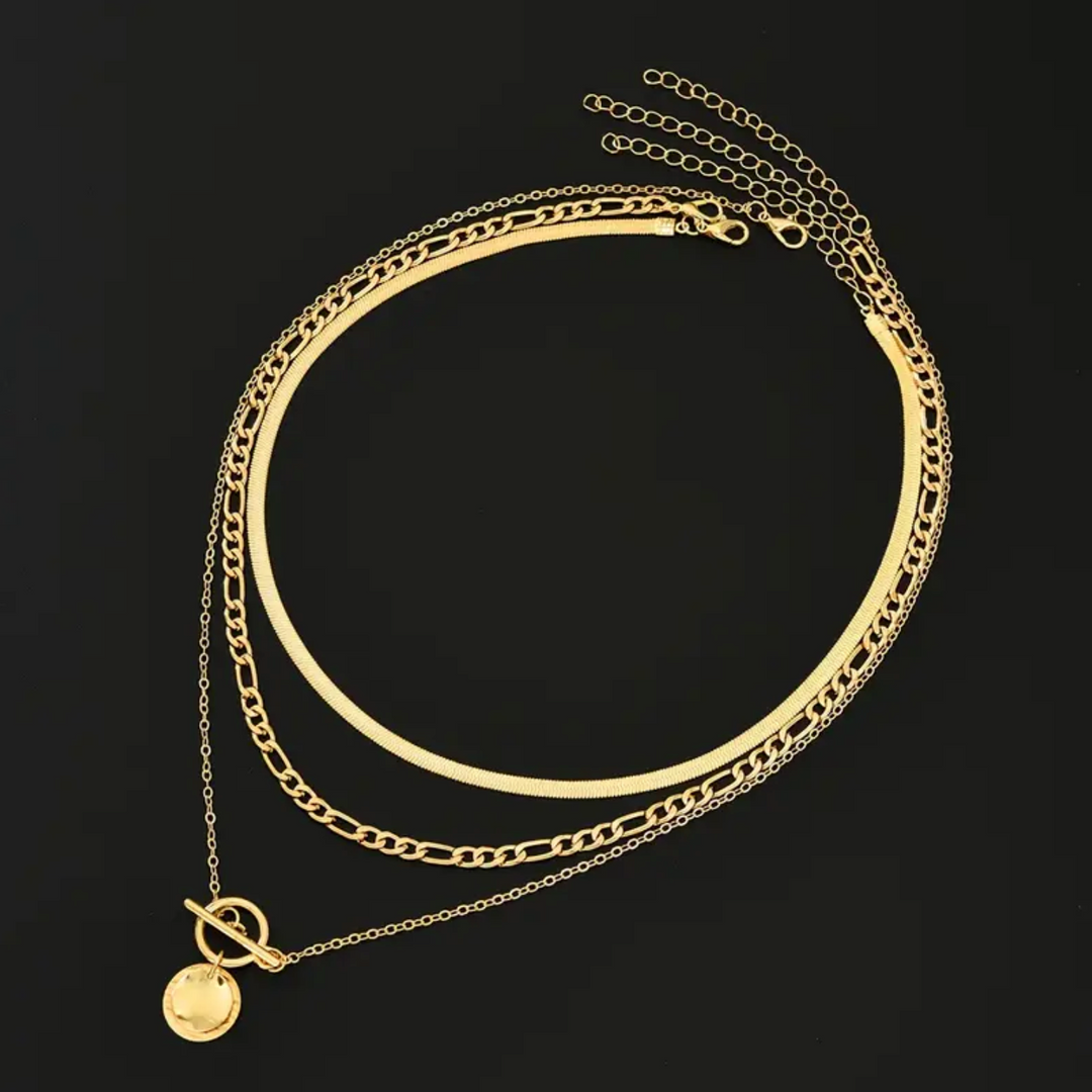 Golden Horizon Layered Necklace Set
