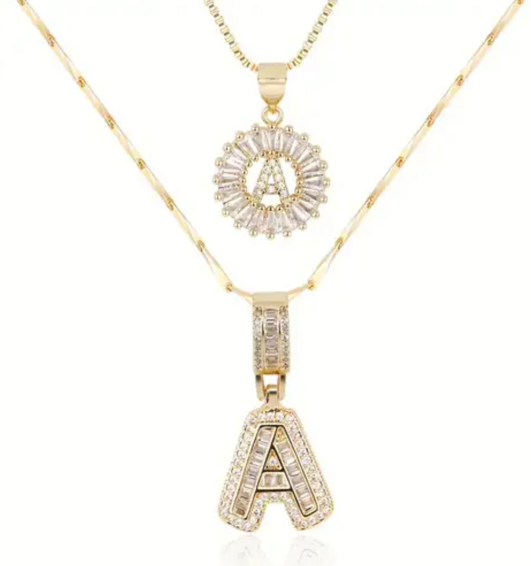 Pavé Initial Necklace Set