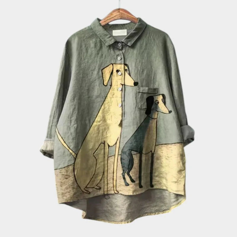 Nadine™ | Relaxed Dog-Print Shirt