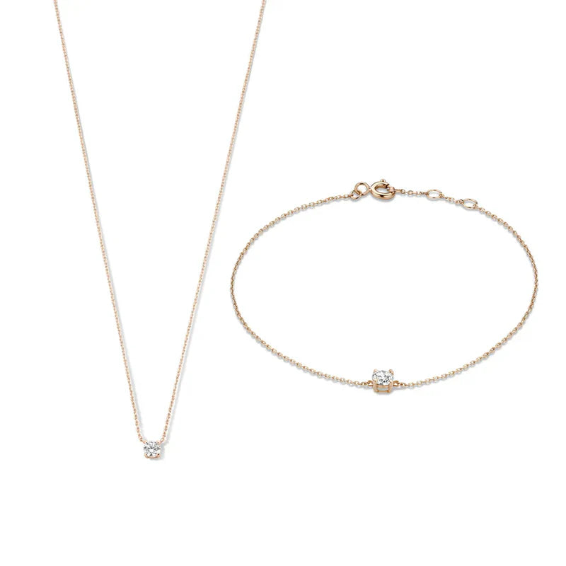 Luxe Solitaire Bracelet & Necklace Set