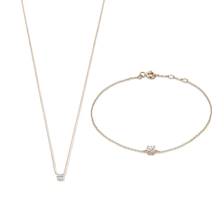 Luxe Solitaire Bracelet & Necklace Set