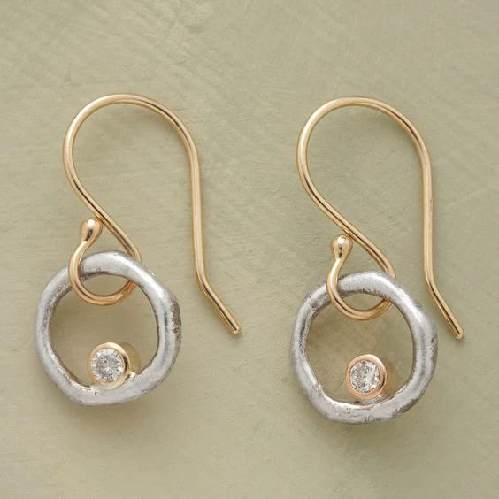 Vintage Two-Toned Zirconia Earrings
