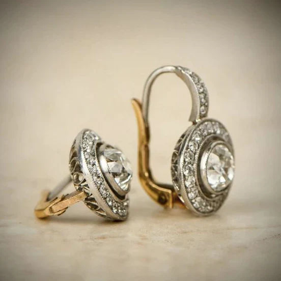 Vintage Two-Tone Crystal Earrings
