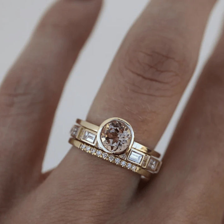 Inlay Crystal Ring Set