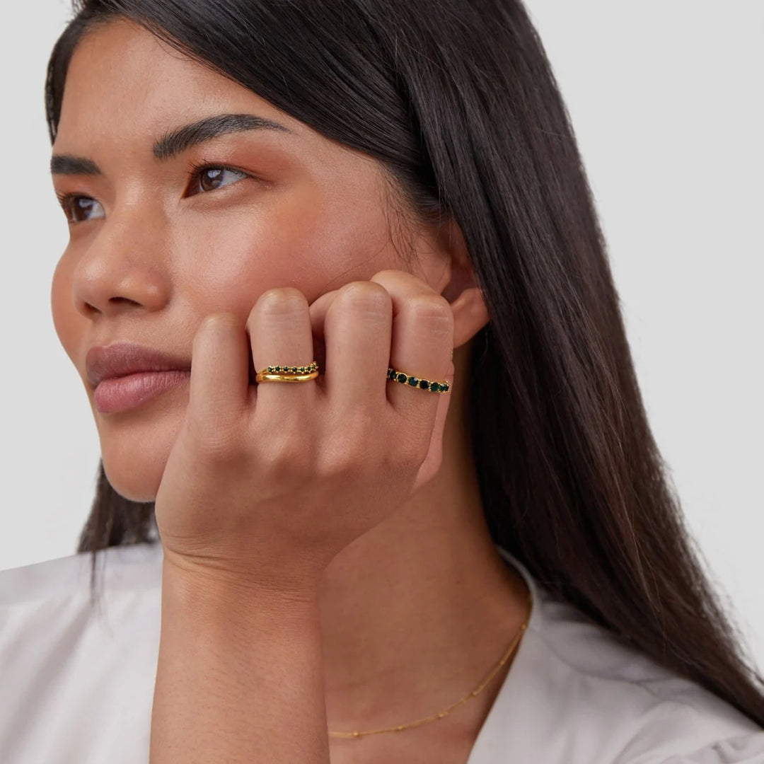 Liora™ | Emerald Green Layered Ring