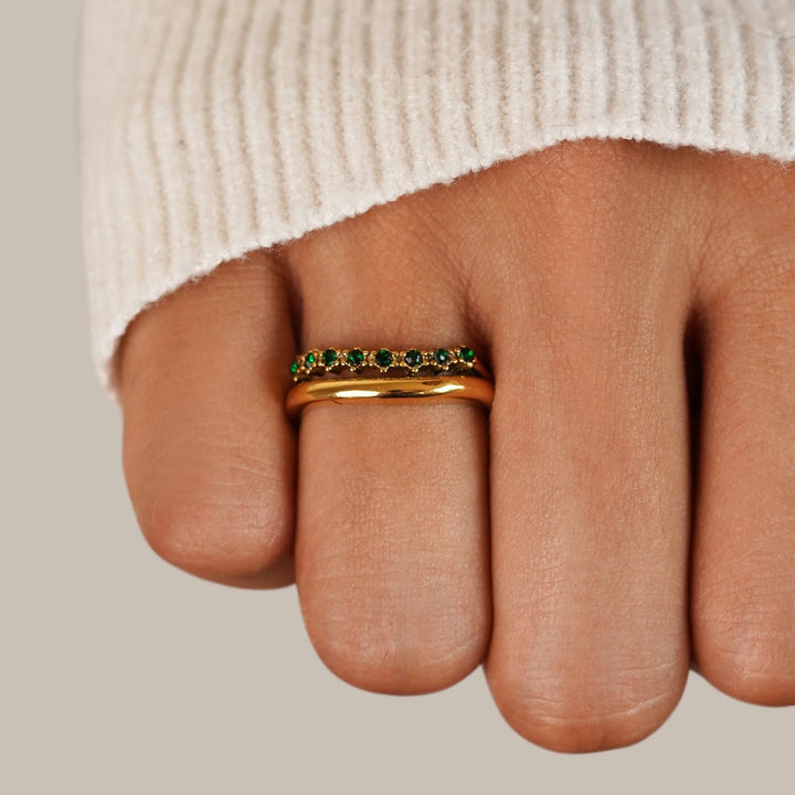 Liora™ | Emerald Green Layered Ring