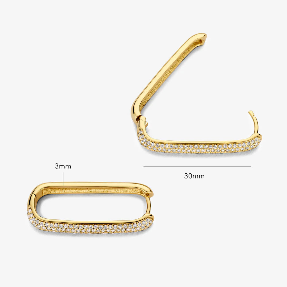 Golden Pavé Oval Hoops