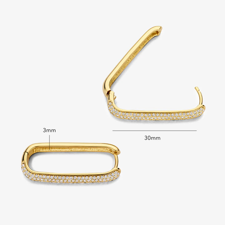 Golden Pavé Oval Hoops