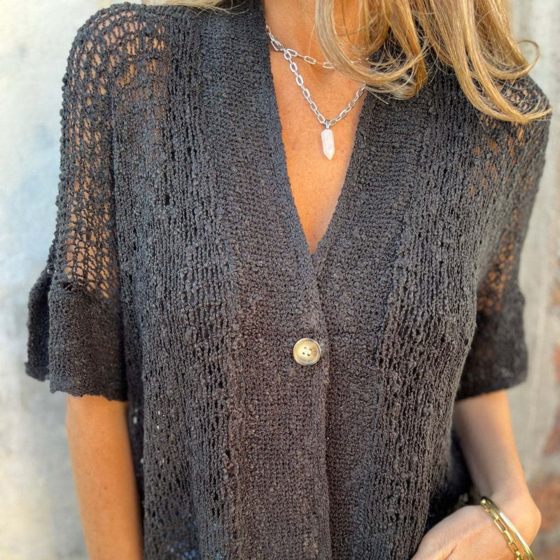 Lena™ | Classic Knit Button Top