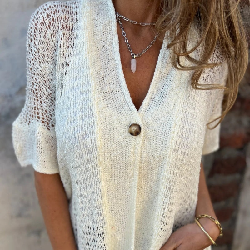 Lena™ | Classic Knit Button Top
